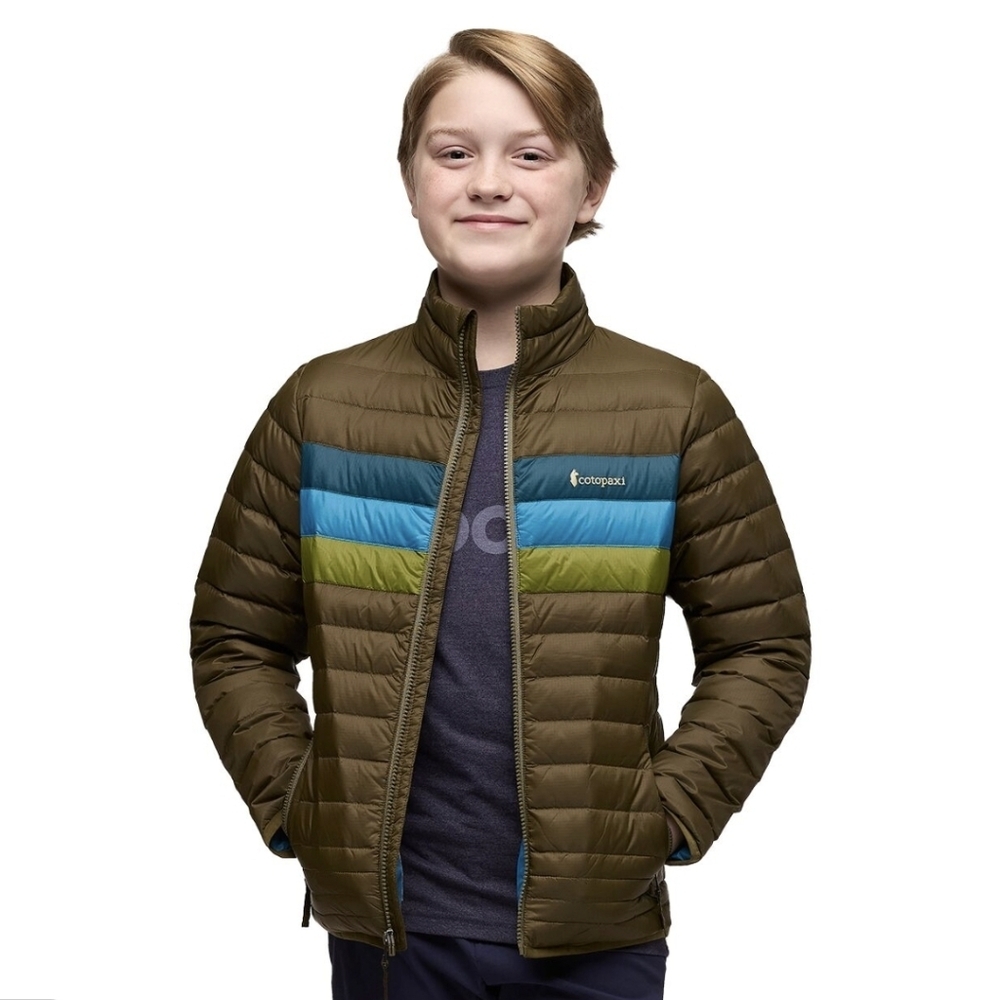 NWT Cotopaxi Kids Fuego Down Jacket-Live Oak Stripes